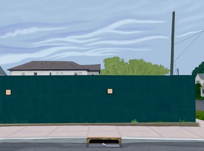 Byggeskur, Brooklyn, 2025 (digital kunst) af Evan Sklar