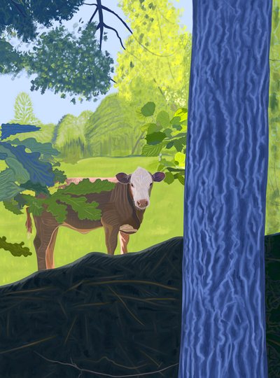 Ko på mark, 2025 (digital kunst) af Evan Sklar
