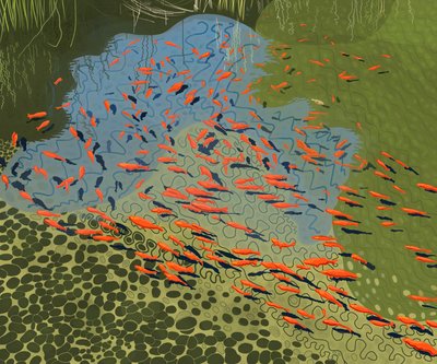 Dammen ved den botaniske have (digital kunst) af Evan Sklar