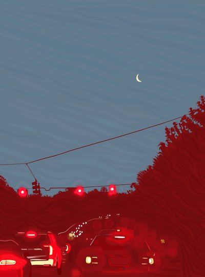 Driving South, Six Fifty Five A.M., ca. 2020-24 (digital kunst) af Evan Sklar
