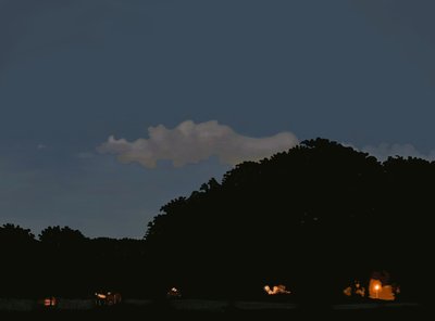 Mark og himmel i skumringen, Prospekt park, Brooklyn (digital kunst) af Evan Sklar