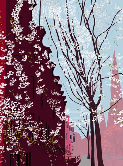 Garfield Place, Spring, Brooklyn, ca. 2020-24 (digital kunst) af Evan Sklar