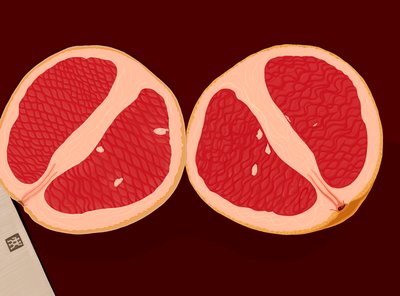 Grapefrugt skåret i halve (digital kunst) af Evan Sklar