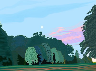 Hyde park ved daggry (digital kunst) af Evan Sklar