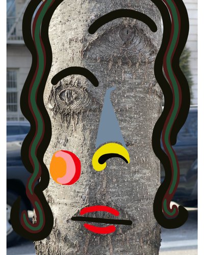 Illustration af træansigt ved hjælp af fotografi og tegningi Brooklyn (digital kunst) af Evan Sklar