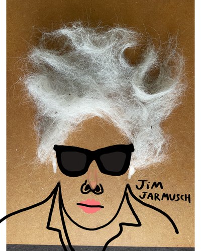 Jim Jarmusch (collage-tegning) af Evan Sklar