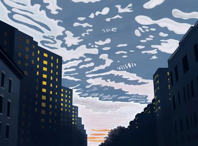 Kigger mod øst på 20th Street (digital kunst) af Evan Sklar