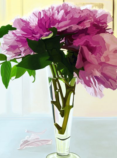 Magenta pæoner i vase (digital kunst) af Evan Sklar