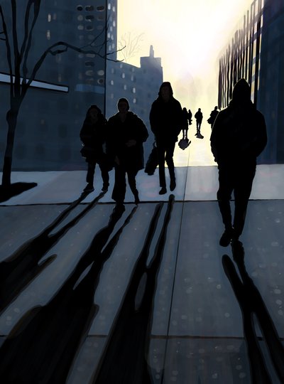 Manhattan Sidewalk (digital kunst) af Evan Sklar