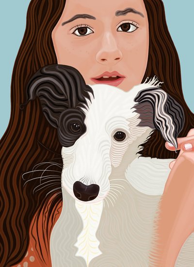 Minnie og Ava (digital kunst) af Evan Sklar