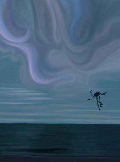 Ocean and Cloud with Octopus Kite (digital kunst) af Evan Sklar