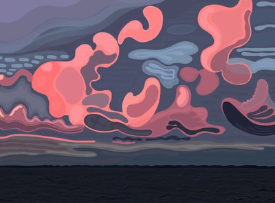 Ocean and Clouds, Brooklyn (digital kunst) af Evan Sklar