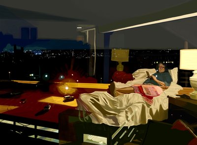 Richmond, Virginia, Hotel om natten, 2025 (digital kunst) af Evan Sklar