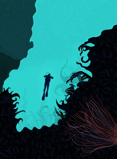 Scuba Diver (digital kunst) af Evan Sklar