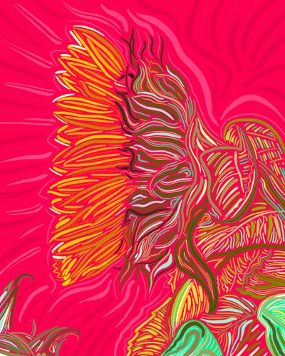 Enkelt solsikke, ca. 2020-24 (digital kunst) af Evan Sklar