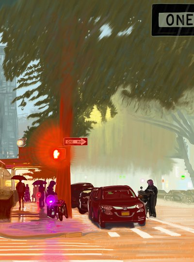 Sommerregnvejr, 2025 (digital kunst) af Evan Sklar