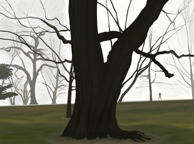 Træ og jogger. Tidlig morgen. Prospect park (digital kunst) af Evan Sklar