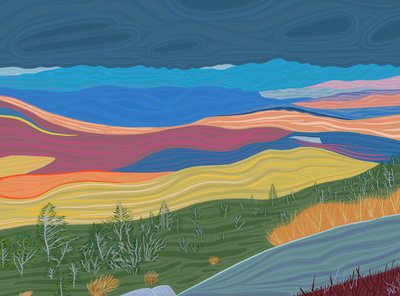 Udsigt over Catskill-bjergene om efteråret (digital kunst) af Evan Sklar