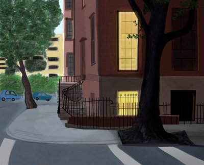 Willow and Middagh Street, 2016 (håndtegnet på en iPad med en Apple-blyant) af Evan Sklar