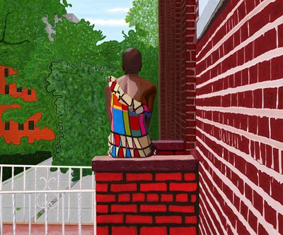 Kvinde sidder i Crown Heights, sommer (digital kunst) af Evan Sklar