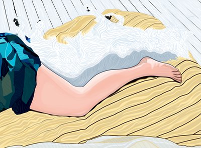 Kvinde og hund tager en lur (digital kunst) af Evan Sklar