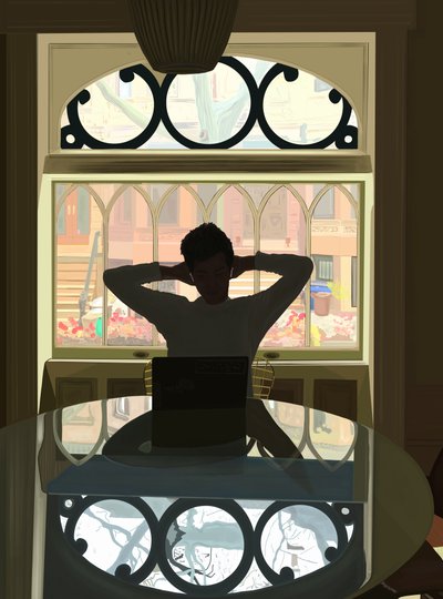 Arbejde hjemmefra (digital kunst) af Evan Sklar