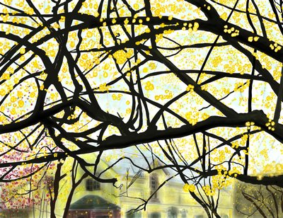 Gult blomstrende træ, Brooklyn (digital kunst) af Evan Sklar