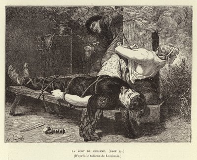 La Mort de Chramme. Chrams død, søn af Chlothar I, frankernes konge, 561 (gravering) af Evariste Vital Luminais