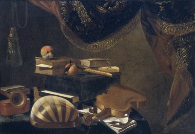 Stilleben med musikinstrumenter af Evaristo Baschenis