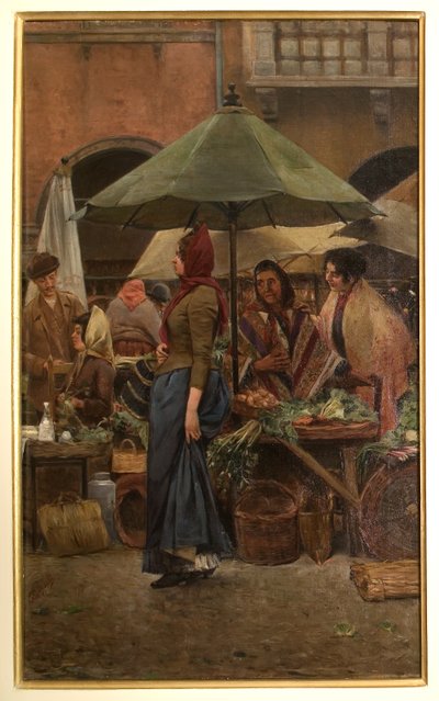 Piazza delle Erbe 1892 (olie på lærred) af Evaristo Cappelli