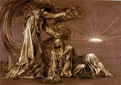 Færdigt studie til Earthbound, ca.1897 (kridt) (se 27982) af Evelyn De Morgan