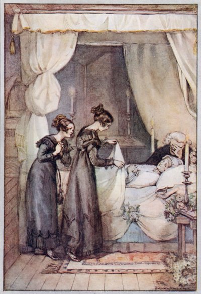 Illustration til Cranford af fru Gaskell (farve litho) af Evelyn Paul