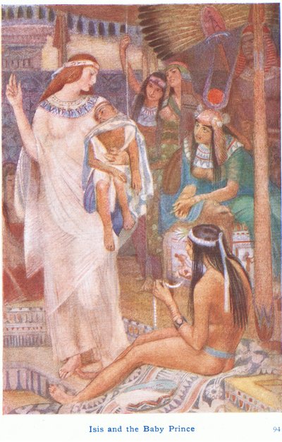 Isis og babyprinsen (farve litho) af Evelyn Paul
