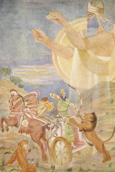 Tiglath-Pileser I instrueret af Ninib, illustration fra 