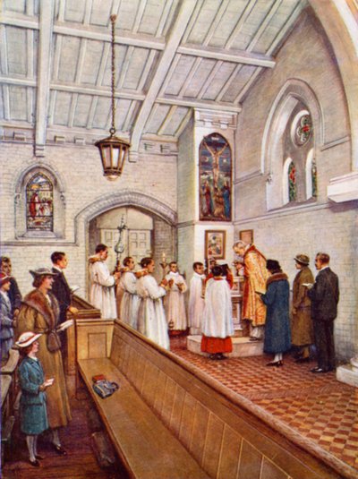 "Døb alle nationer" (farve litho) af Evelyn Stuart Hardy