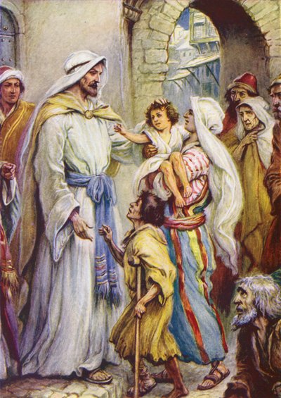 Healing the Sick at Eventide (farvelitografi) af Evelyn Stuart Hardy
