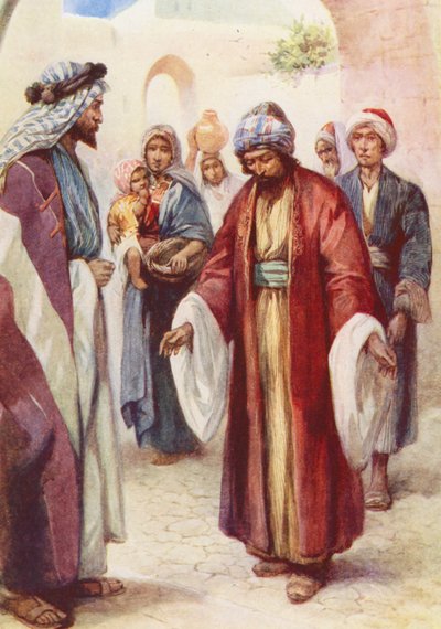 Jesus og adelsmanden, hvis søn han helbredte (farvelitografi) af Evelyn Stuart Hardy