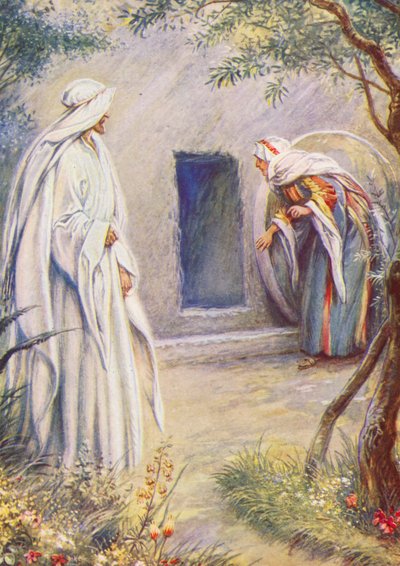 Maria ser Jesus igen (farvelitografi) af Evelyn Stuart Hardy