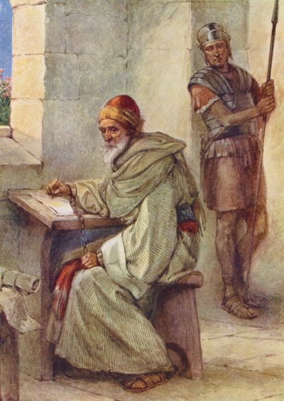 Paulus i fængslet (farvelitografi) af Evelyn Stuart Hardy