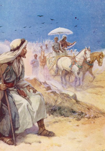 Filip og etiopieren (farvelitografi) af Evelyn Stuart Hardy