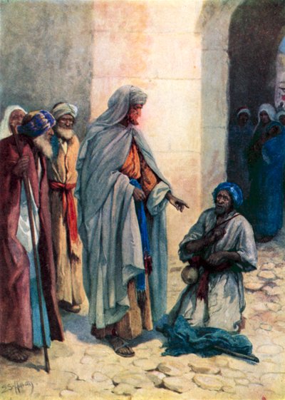 Philip hjælper den krøblinge (farve litho) af Evelyn Stuart Hardy