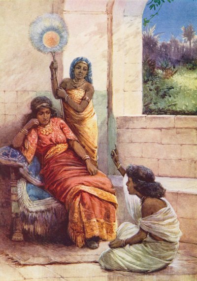Den lille pige, der hjalp (farvelitografi) af Evelyn Stuart Hardy