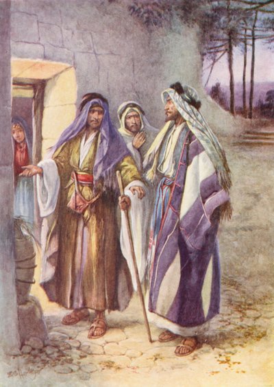 Vandringen til Emmaus (farvelitografi) af Evelyn Stuart Hardy