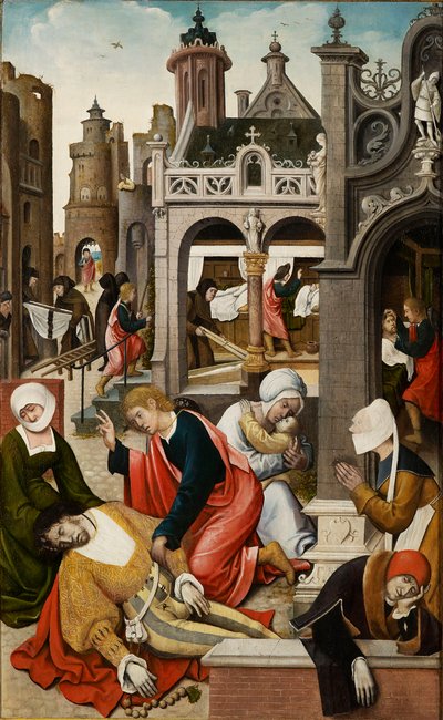 Scene fra Saint Rochs liv, 1517. af Everaert Orley