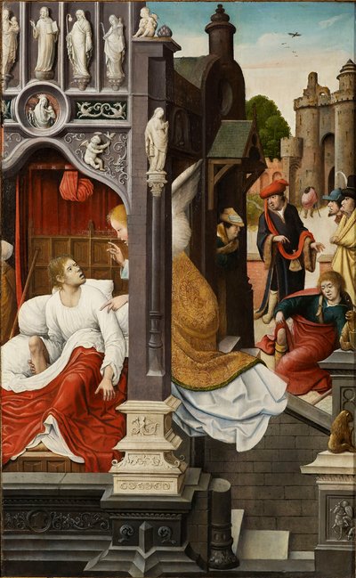 Scene fra Saint Rochs liv, 1517. af Everaert Orley