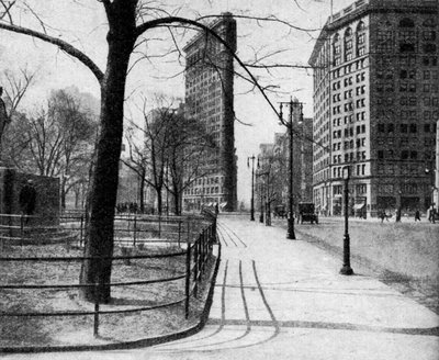 Flatiron Building og Madison Square, New York City, USA, c1930