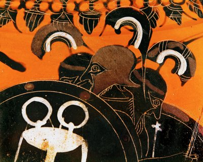 Den trehovedede kæmpe Geryon, hvis kvæg Herakles stjal ... af Exekias Exekias