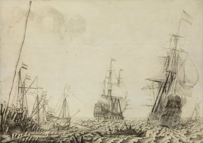 Skibe nær en havn af Experiens Sillemans