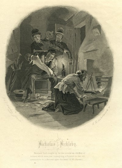 Nicholas Nickleby: Newman Noggs og Wackford Squeers, 1867 af F.O.C. and McRae, C. John Darley