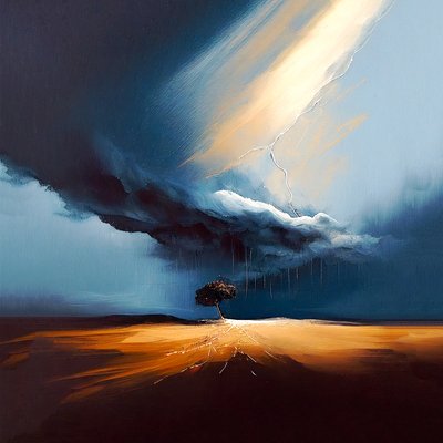 Abstrakt olielandskabsmaleri, John Singleton-stil, Printbar digital kunst af F. Abderrahim